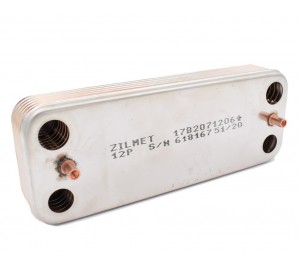 Теплообменник пластинчатый для ГВС Zilmet 12 пластин для котлов Baxi Luna-3, Luna-3 Comfort (711612800.AZ)